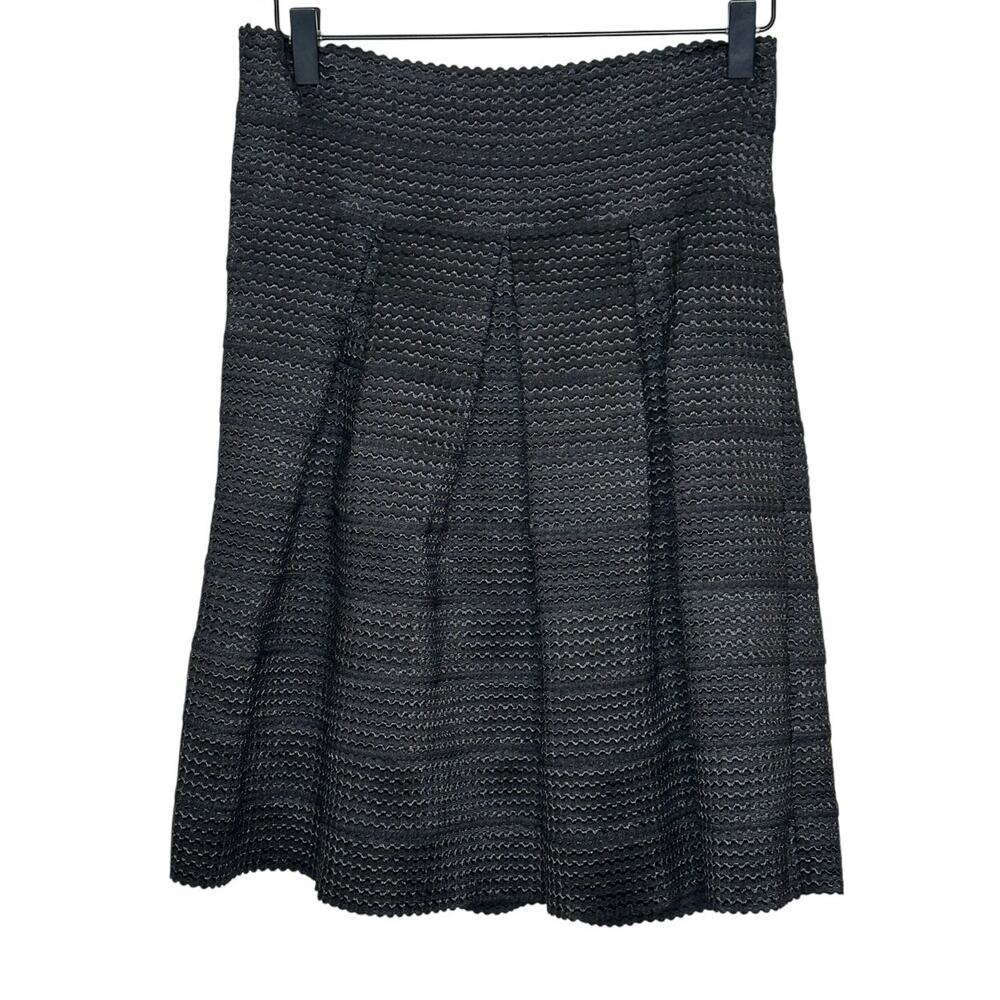 Ann Taylor Black Pleated Stretch Mini Skirt Textured Fabric Party Holidays 4